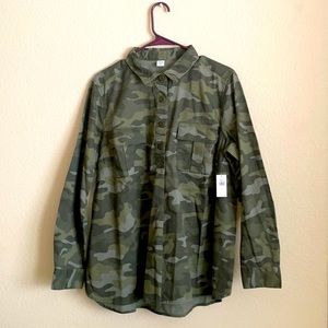 Camo Print Button Down Maternity Shirt